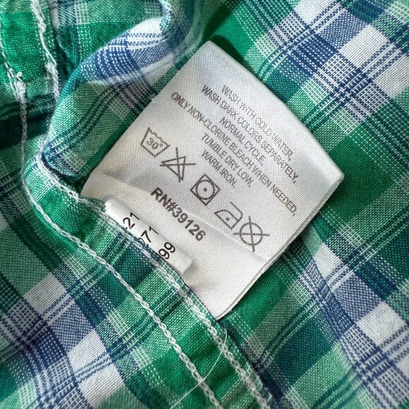 C.C. Filson Co Long Sleeve Button Down Green White Navy Plaid Sz. Large - Picture 9 of 9